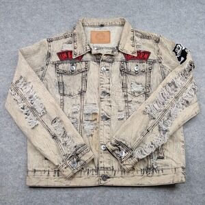 Iro Ochi Denim‎ Mens XL Jacket Coat Distressed Trucker Skull Studded Tokyo Acid